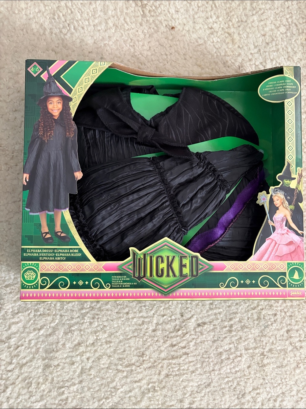 Wicked Movie Deluxe Elphaba Costume Dress Hat Cape Jakks Pacific NIB Size 4-6⁠